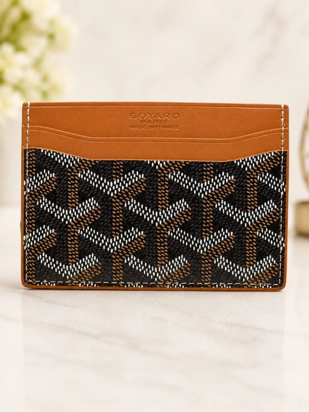 Goyard Saint-Sulpice Card Holder Brown/Tan Goyardine Canvas Made in France